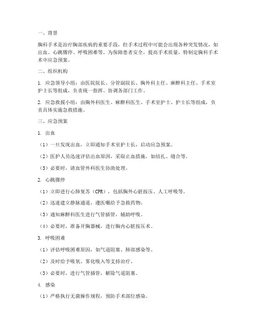 胸科手术术中应急预案