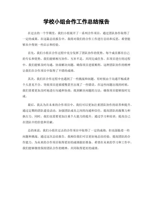 学校小组合作工作总结报告