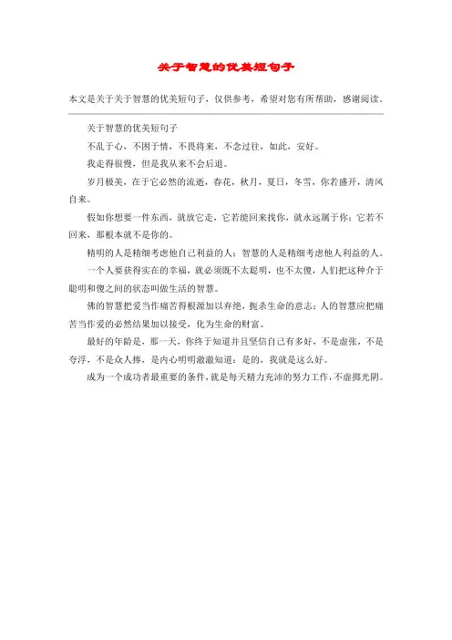 关于智慧的优美短句子