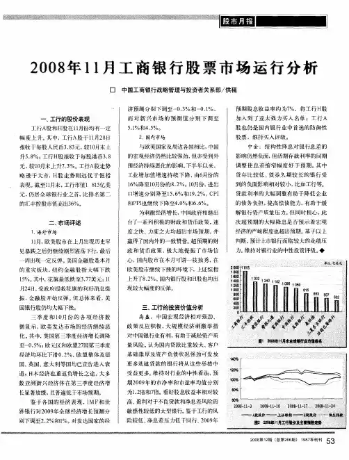 2008年11月工商银行股票市场运行分析
