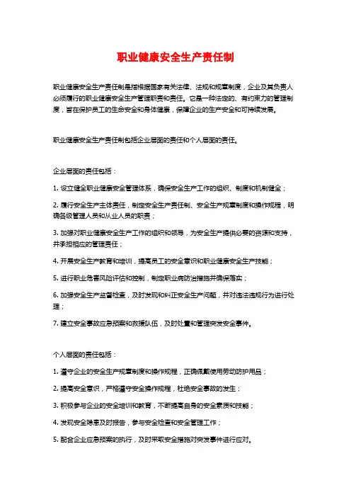 职业健康安全生产责任制