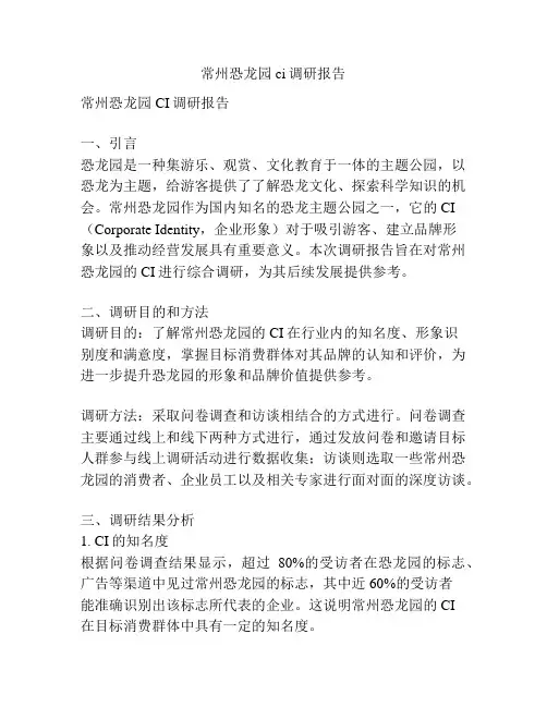 常州恐龙园ci调研报告