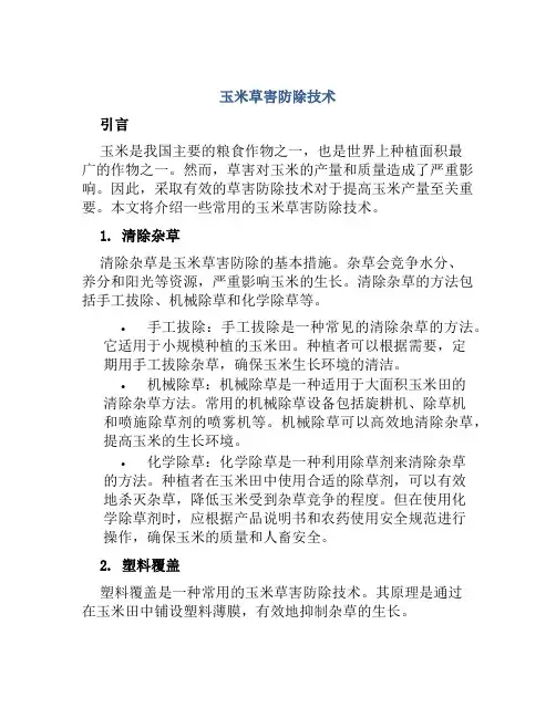 玉米草害防除技术
