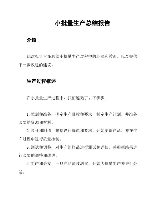 小批量生产总结报告