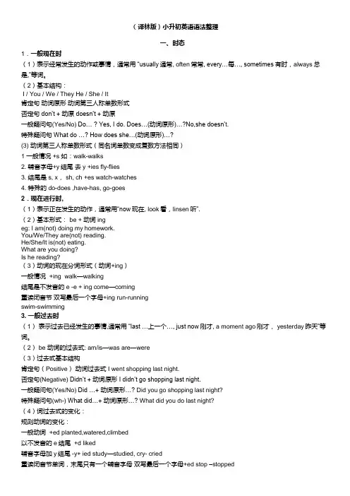 (译林版)小升初英语语法整理
