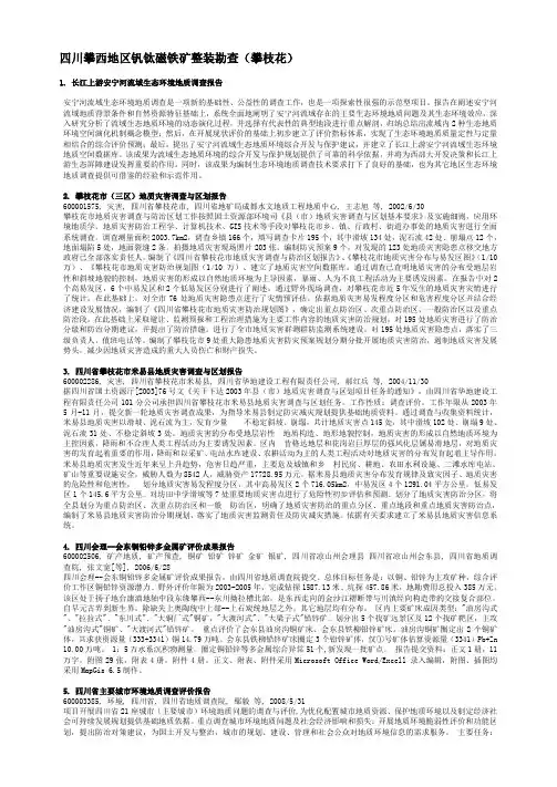 四川攀西地区钒钛磁铁矿整装勘查(攀枝花)