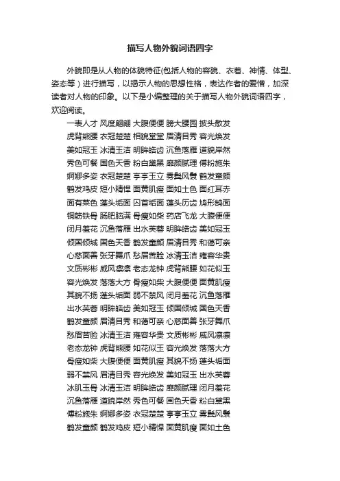 描写人物外貌词语四字