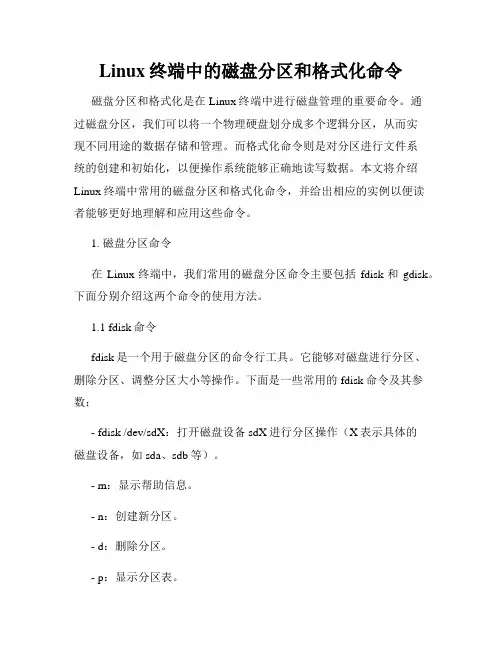 Linux终端中的磁盘分区和格式化命令