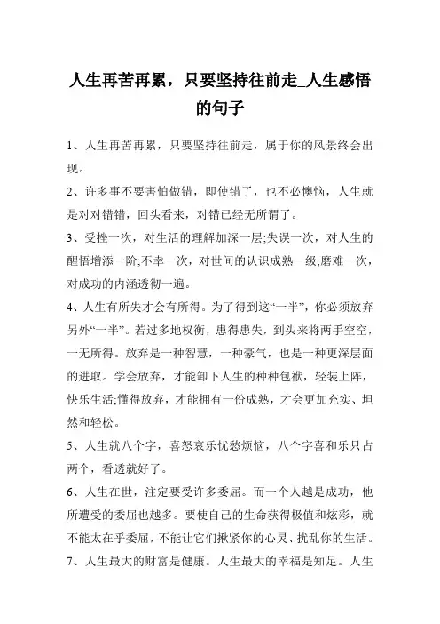 人生再苦再累,只要坚持往前走_人生感悟的句子