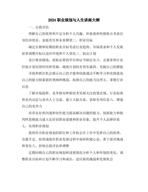 2024职业规划与人生讲座大纲