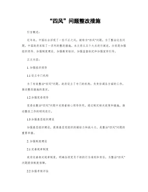 “四风”问题整改措施