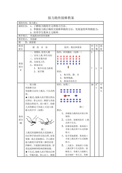 接力跑传接棒教案