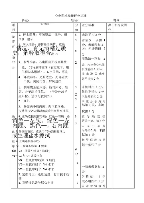 心电图机操作评分标准.docx
