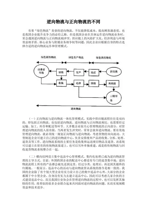 逆向物流与正向物流的不同