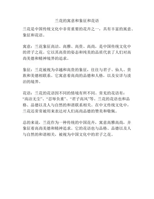 兰花的寓意和象征和花语