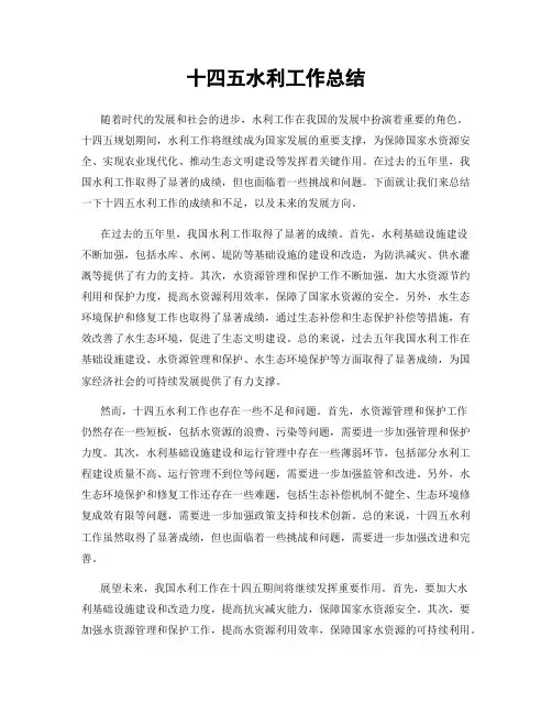 十四五水利工作总结