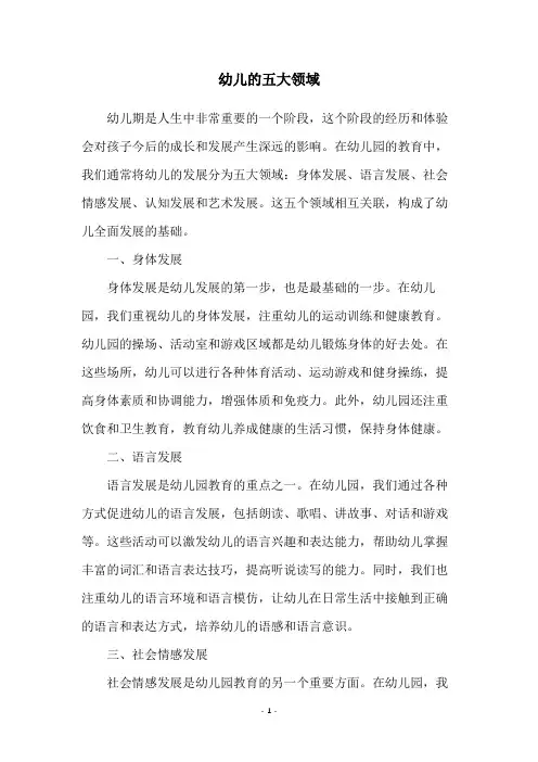 幼儿的五大领域