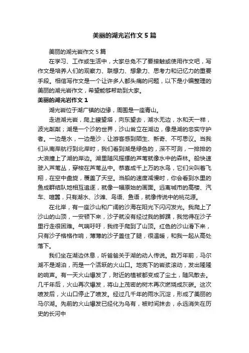 美丽的湖光岩作文5篇