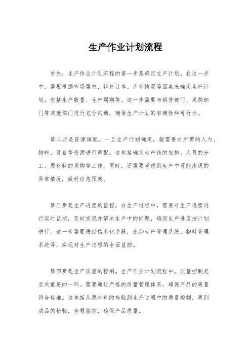 生产作业计划流程