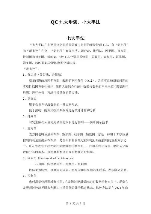 QC九大步骤、七大手法