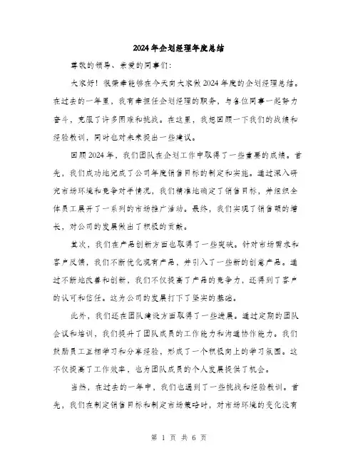 2024年企划经理年度总结(二篇)