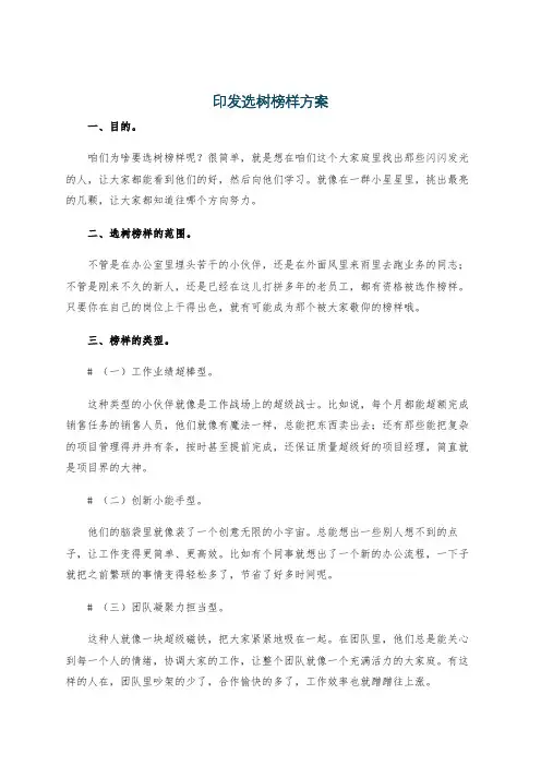 印发选树榜样方案