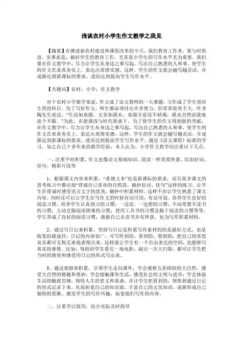 浅谈农村小学生作文教学之我见