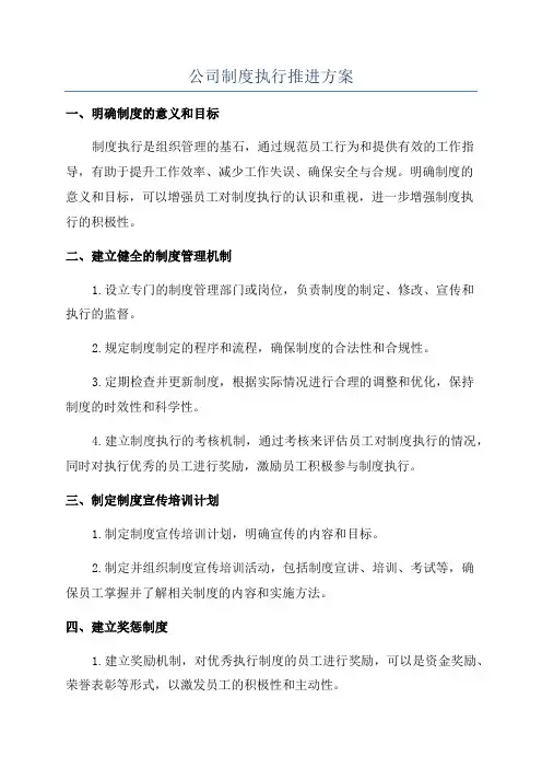 公司制度执行推进方案