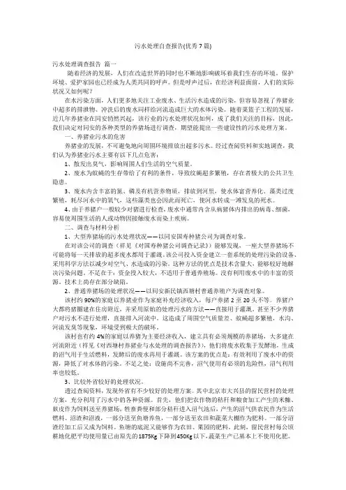 污水处理自查报告(优秀7篇)