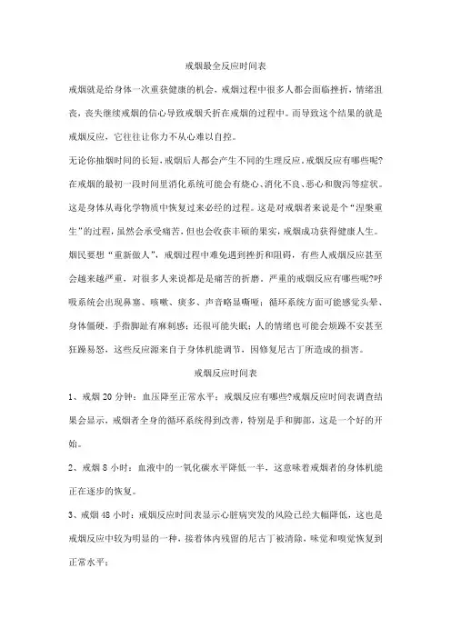 戒烟最全反应时间表