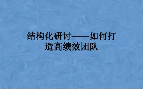 结构化研讨——如何打造高绩效团队