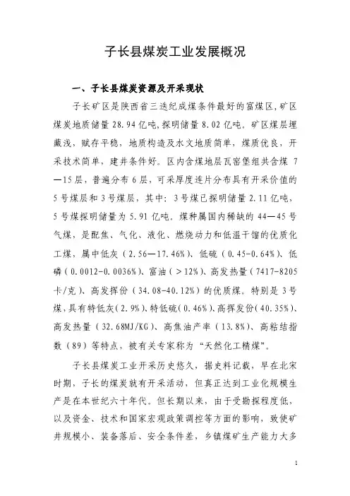 【最新精选】子长县煤炭资源及开采现状