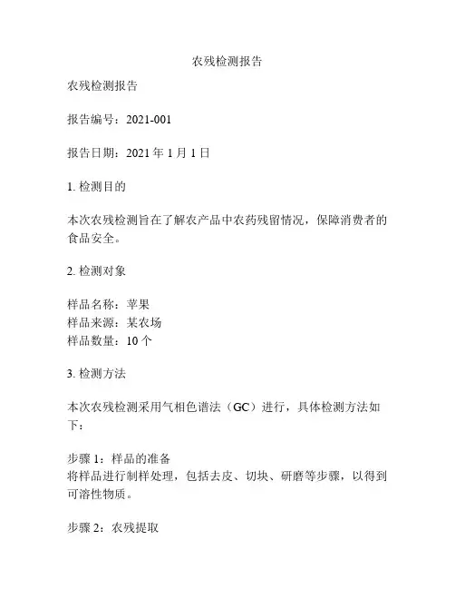 农残检测报告