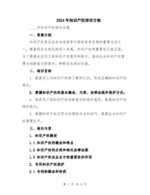 2024年知识产权培训方案
