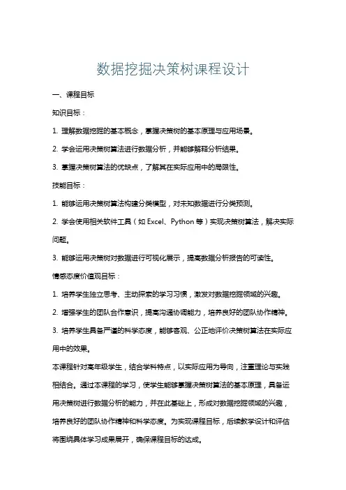 数据挖掘决策树课程设计