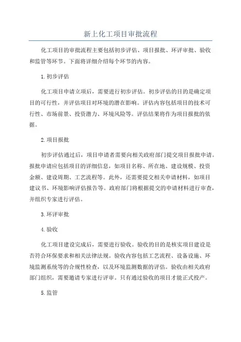 新上化工项目审批流程