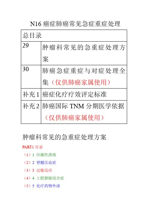 N16癌症肺癌常见急症重症处理