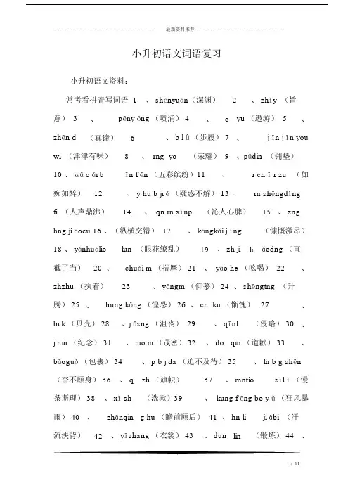 (完整)小升初语文词语复习.doc