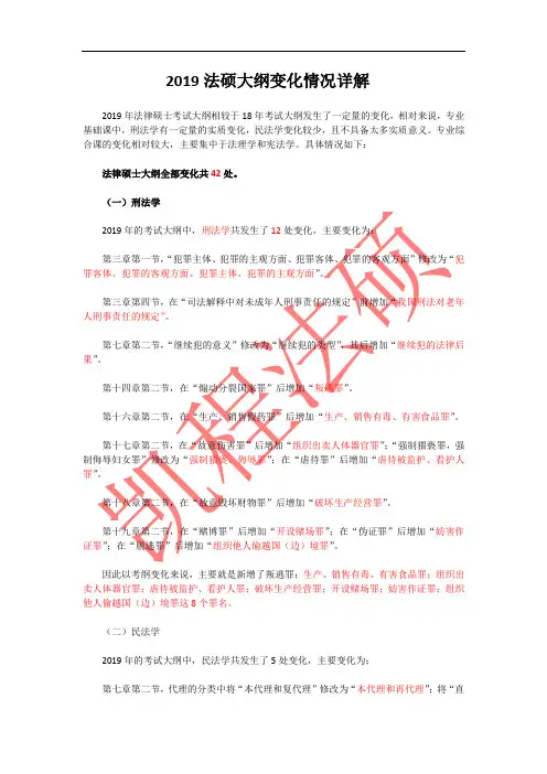 2019年法硕大纲变化情况详解
