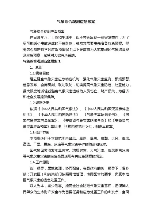 气象综合观测应急预案