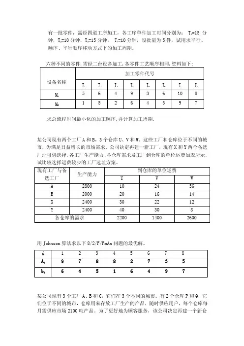 生产运作管理习题集（计算）