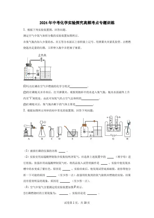 2024年中考化学实验探究高频考点专题训练