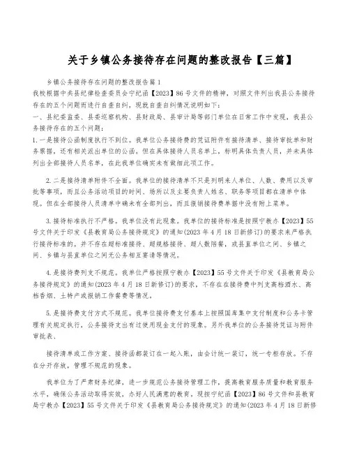 关于乡镇公务接待存在问题的整改报告【三篇】