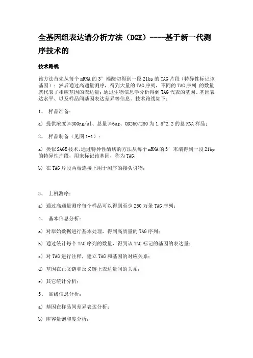 全基因组表达谱分析方法(DGE)