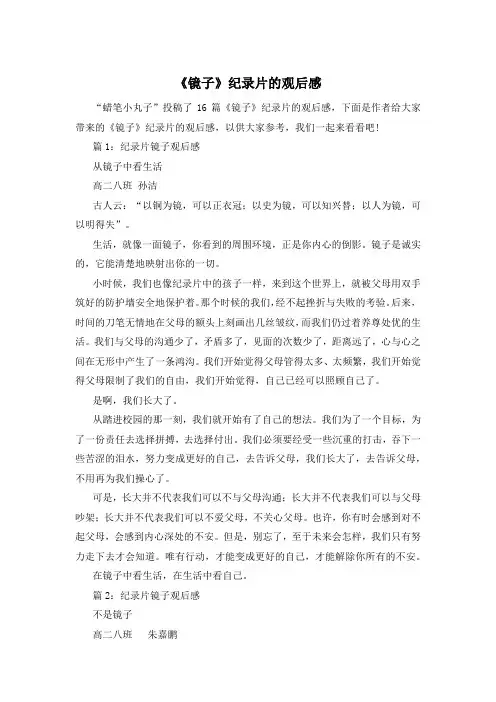 《镜子》纪录片的观后感