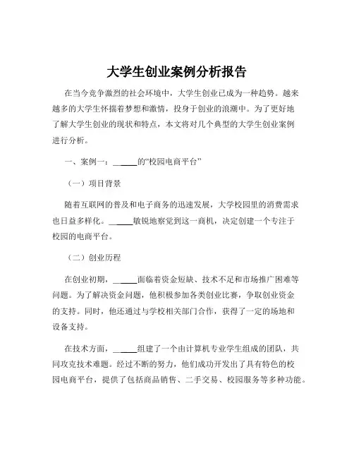 大学生创业案例分析报告