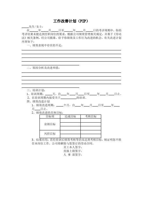 绩效改进计划