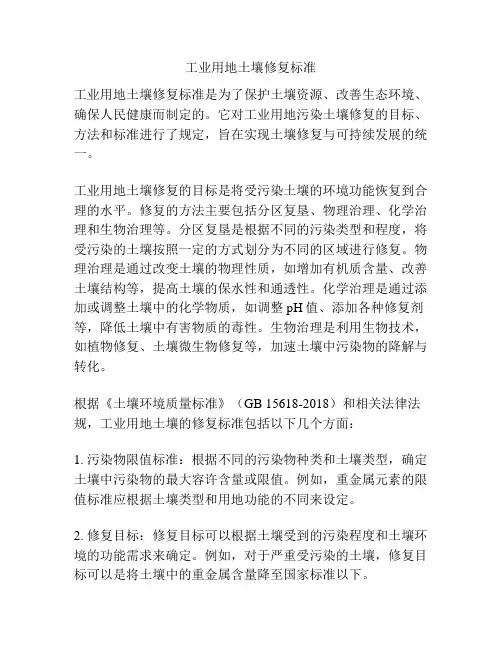 工业用地土壤修复标准