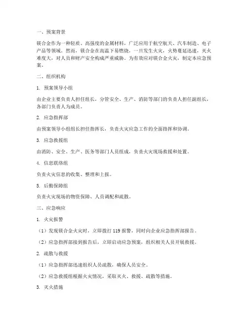 镁合金失火应急预案