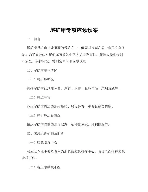 尾矿库专项应急预案